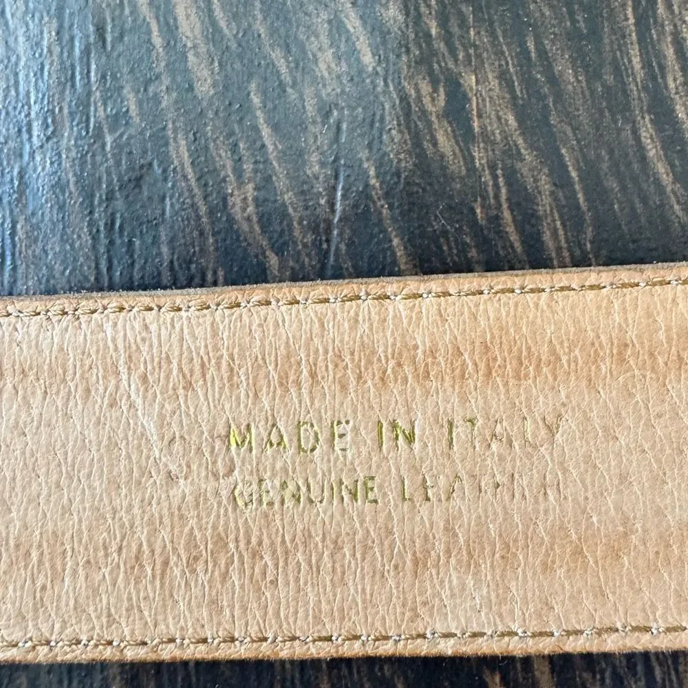 Moda Scapa Italian leather Greek key pattern blunt tip belt NWOT SZ 34
